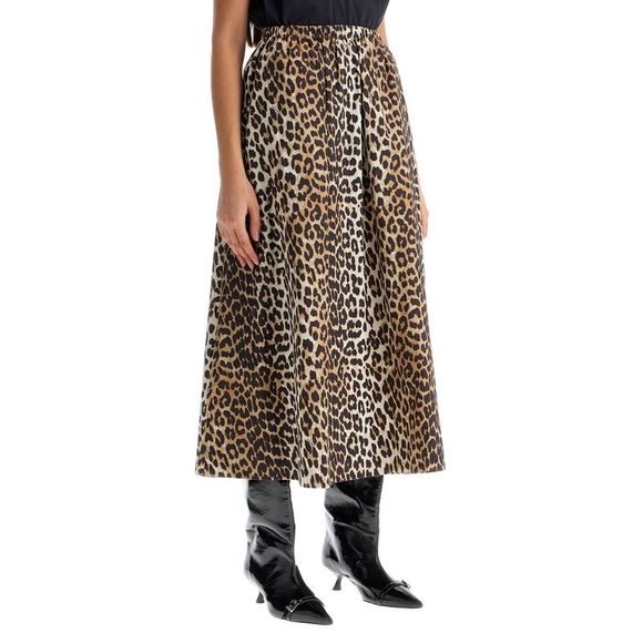 Ganni Long Leopard Print Maxi Skirt Women - Picture 2 of 4